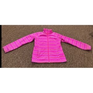 EUC Columbia Fully zippered fleece pink jacket LS pockets warm casual M 10-12